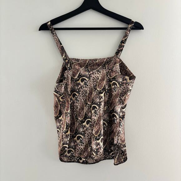 90s Vintage Paisley Shimmer Top Semi Sheer Satin Like Top Women's Size 36 - Picture 8 of 10